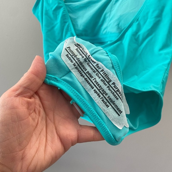 Women’s One Piece NWOT Teal Blue Green Humour “But First, Beach” Swim Suit - Picture 3 of 3